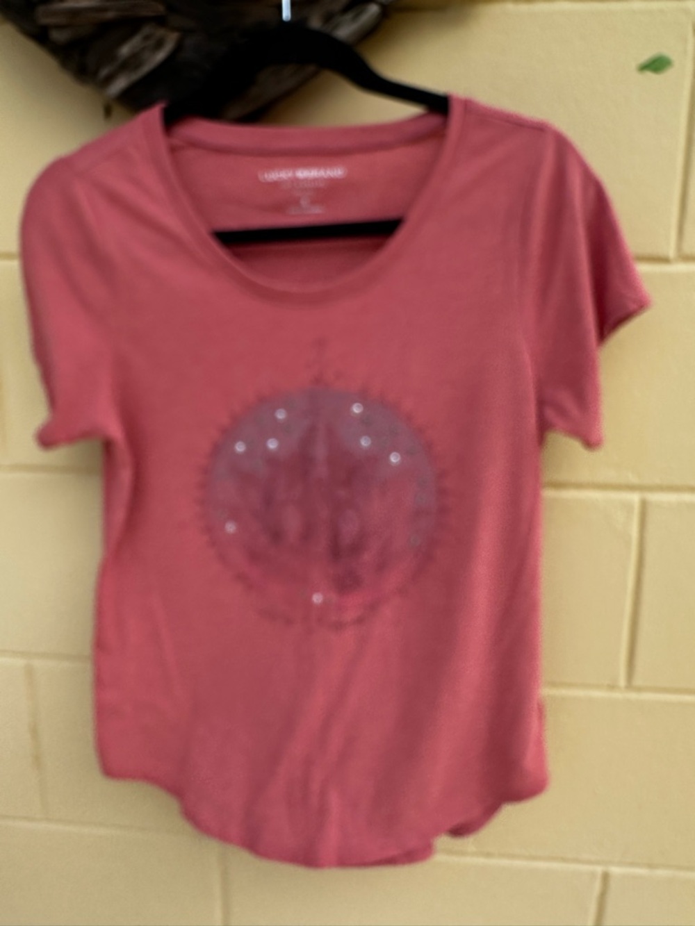 Lucky Brand Pink Short Sleeve Embellished Graphic Tee